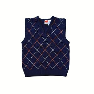 VTG 90s McKids Argyle Sweater Vest Boys M Blue Preppy Knit‎ McDonald's Retro